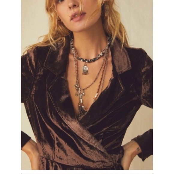 Free People Viola Velvet Romper Playsuit New - Picture 3 of 3